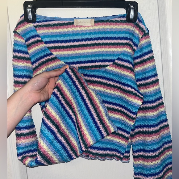 Altar'd State Tops - Rainbow Knit Flare Shirt & Short Set